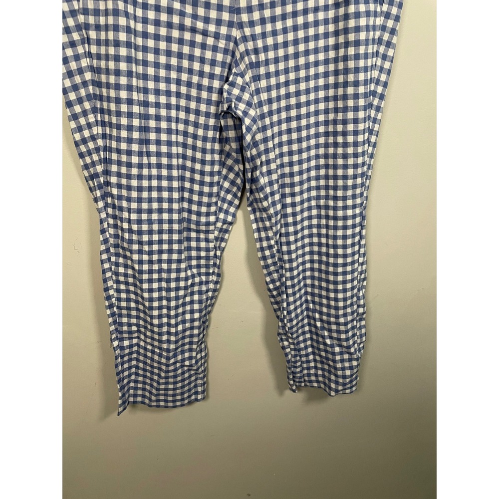 J.Jill Linen Stretch Blue and White Gingham Pull On Pants Size Large - Picture 4 of 9